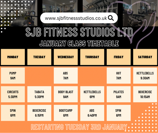 🏋🏼♀️January Class Timetable🏋🏼♀️