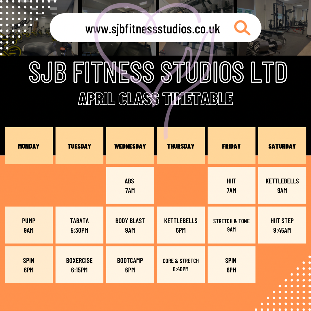 April Time Table April Class Timetable – SJBfit92